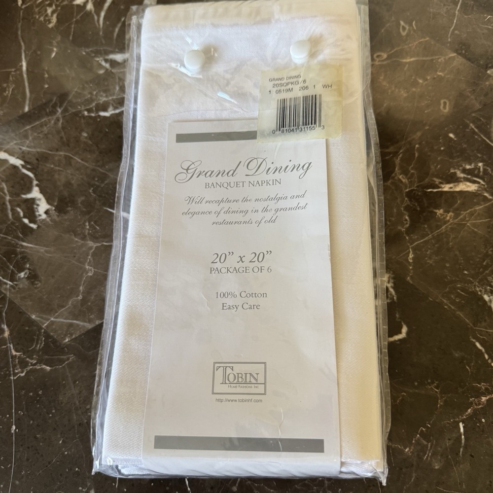 Grand DiningBanquet Napkins White 20"x20"square 100% Cotton Package Of 6